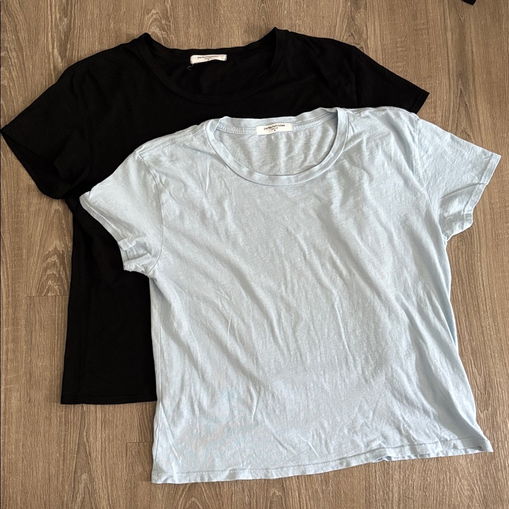 (2) perfectwhitetee HARLEY Black & Blue T-Shirts, sz Small